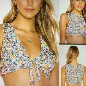 MARI TIE TOP FRONT in BLUSH FLORAL